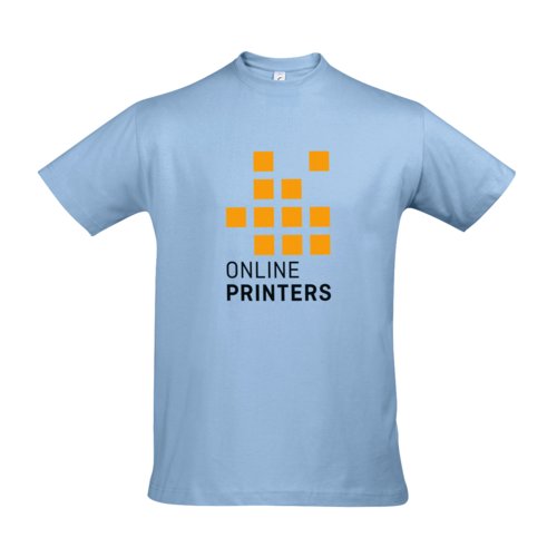 Himmelblaues Baumwoll-T-Shirt fr Herren mit kurzen rmeln.