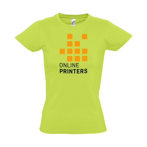 Apfelgrnes Baumwoll-T-Shirt fr Damen mit kurzen rmeln.