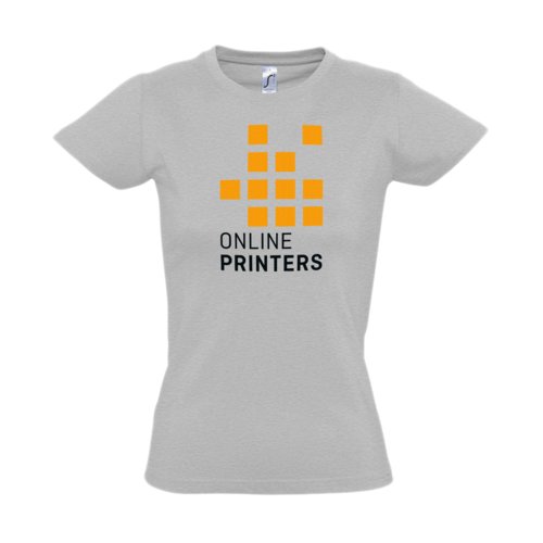 Graues Baumwoll-T-Shirt fr Damen mit kurzen rmeln.