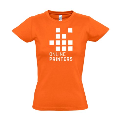 Oranges Damen T-Shirt aus Baumwolle mit kurzen rmeln.