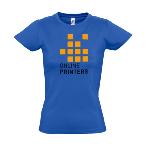 Knigsblaues Damen T-Shirt aus Baumwolle mit kurzen rmeln.