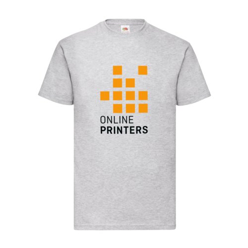 Grau meliertes Baumwoll-T-Shirt fr Herren mit kurzen rmeln.