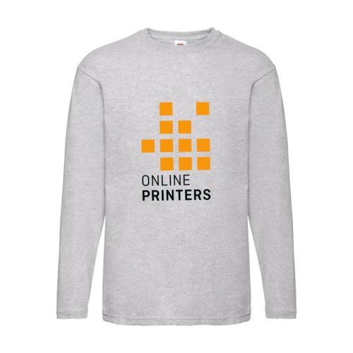 Grau meliertes Baumwoll-Langarmshirt fr Herren.