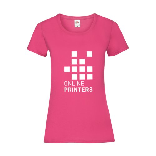 Fuchsia Baumwoll-T-Shirt fr Damen, tailliert geschnitten.