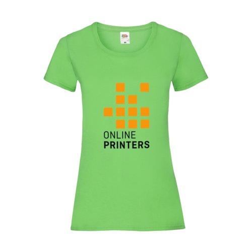 Apfelgrnes Baumwoll-T-Shirt fr Damen mit kurzen rmeln.