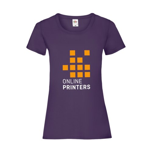 Violettes Baumwoll-T-Shirt fr Damen mit kurzen rmeln.