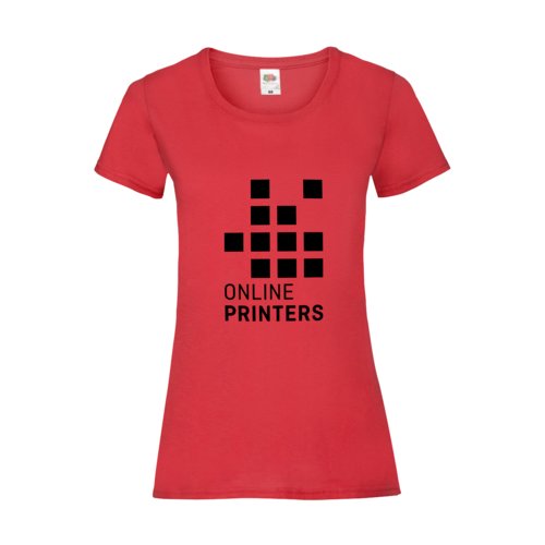 Rotes Baumwoll-T-Shirt fr Damen mit kurzen rmeln.