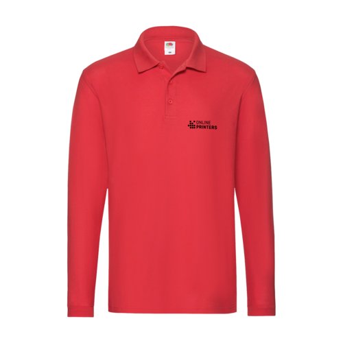 Rotes Baumwoll-Poloshirt mit langen rmeln und Knopfleiste.