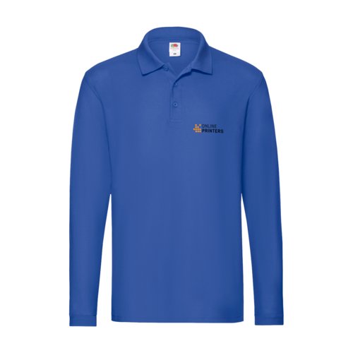 Knigsblaues Langarm-Poloshirt aus Baumwolle mit Knopfleiste.