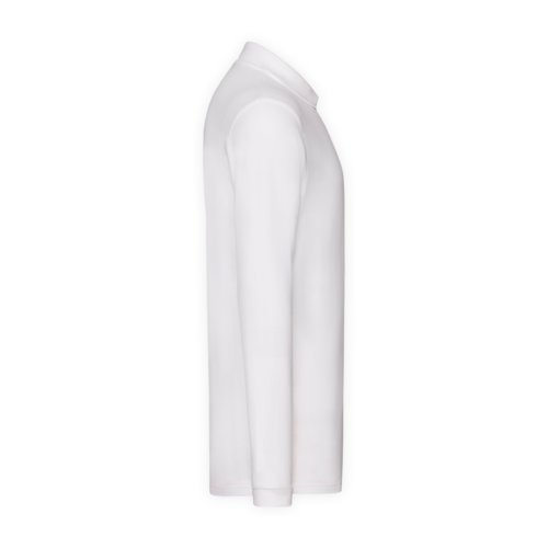 Weies Langarm-Poloshirt aus Baumwolle mit Knopfleiste.