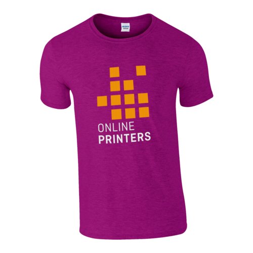 Fuchsiafarbenes Baumwoll-T-Shirt fr Herren mit kurzen rmeln.