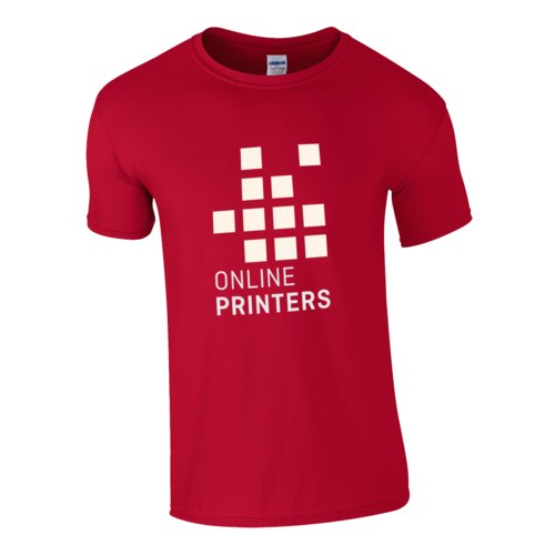 Kirschrotes Baumwoll-T-Shirt fr Herren mit kurzen rmeln.