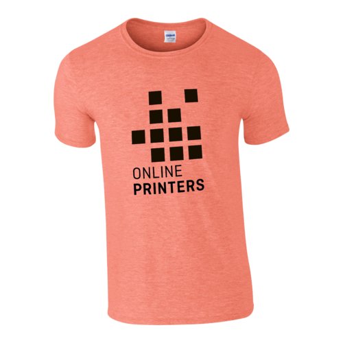 Orangefarbenes Baumwoll-T-Shirt fr Herren mit kurzem Arm.