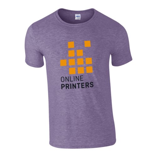 Violett meliertes Baumwoll-T-Shirt fr Herren mit kurzen rmeln.