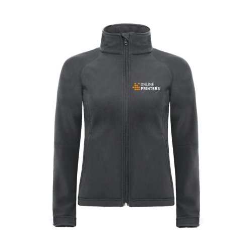 Dunkelgraue Softshelljacke aus Polyester-Elasthan-Mix fr Damen.