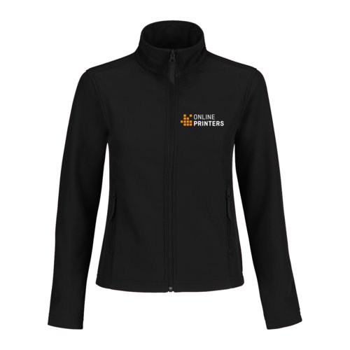 Schwarze Softshelljacke aus Polyester und Elasthan fr Damen.