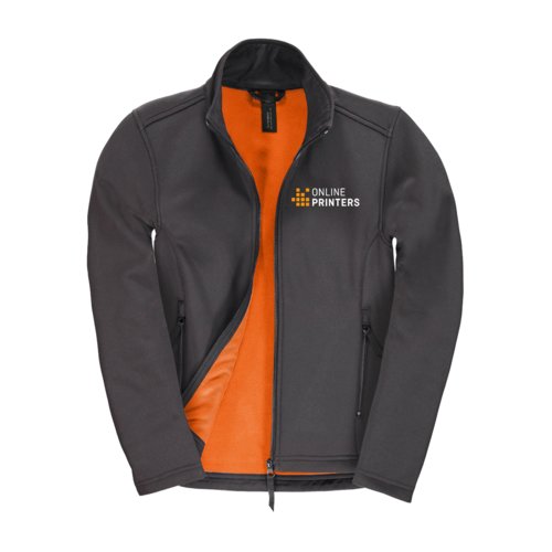 Dunkelgraue Softshelljacke aus Polyester und Elasthan fr Damen mit Reiverschluss.