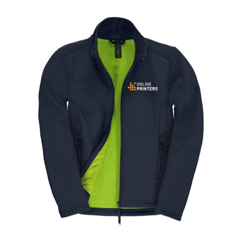 Marineblaue Softshelljacke aus Polyester und Elasthan fr Damen.