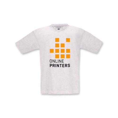 Aschgraues Baumwoll-T-Shirt fr Kinder mit kurzen rmeln.