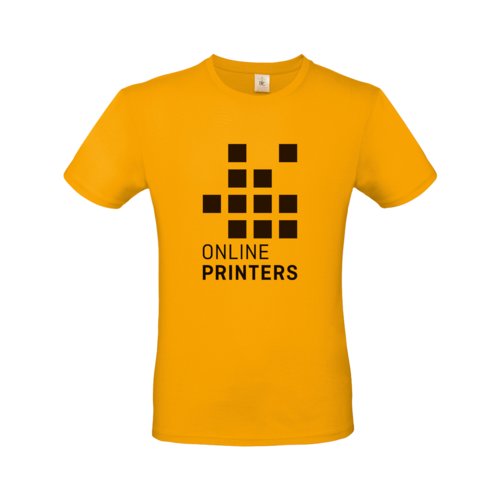 Aprikotfarbenes Baumwoll-T-Shirt fr Herren mit kurzen rmeln.