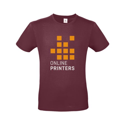 Burgunderrotes Baumwoll-T-Shirt fr Herren mit kurzen rmeln.