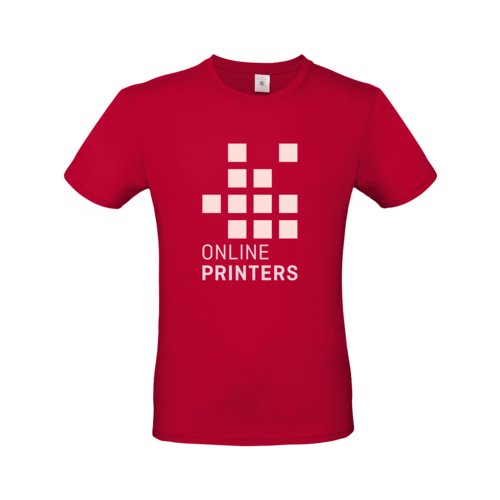 Dunkelrotes Baumwoll-T-Shirt fr Herren mit kurzen rmeln.