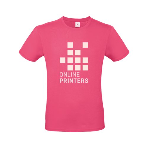 Fuchsiafarbenes Baumwoll-T-Shirt fr Herren mit kurzen rmeln.