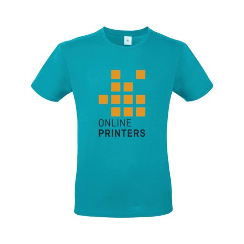 Trkisfarbenes Baumwoll-T-Shirt fr Herren mit kurzen rmeln.