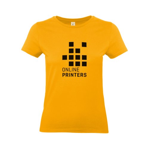 Aprikotfarbenes Damen T-Shirt aus Baumwolle mit kurzen rmeln.