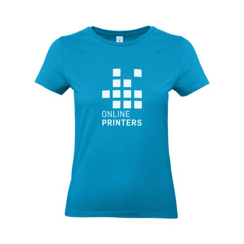 Atollblaue Damen T-Shirts aus Baumwolle mit kurzem Arm.