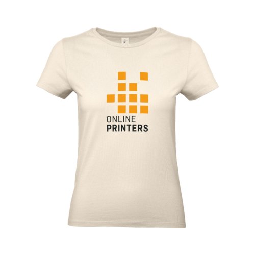 Beiges Damen T-Shirt aus Baumwolle mit kurzem Arm.