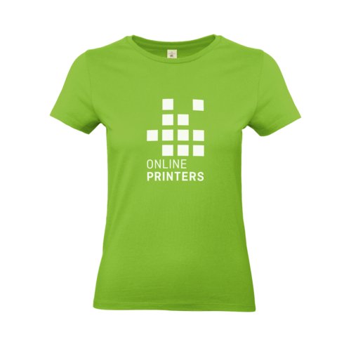 Apfelgrnes Damen T-Shirt aus Baumwolle mit kurzen rmeln und Rundhalsausschnitt.