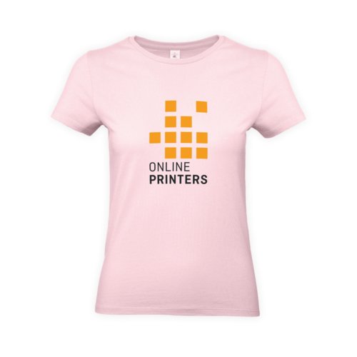 Rosa Damen T-Shirt aus Baumwolle mit kurzen rmeln und Rundhalsausschnitt.