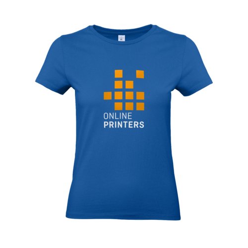 Knigsblaues Baumwoll-T-Shirt fr Damen, tailliert geschnitten.