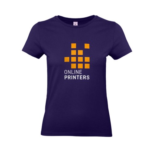 Dunkelviolettes Damen T-Shirt aus Baumwolle mit kurzen rmeln.