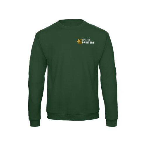 Dunkelgrnes Sweatshirt aus Stoff mit langen rmeln und Rundhalsausschnitt.