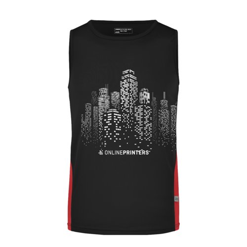 Schwarz-rotes Tanktop aus Polyester fr Herren.