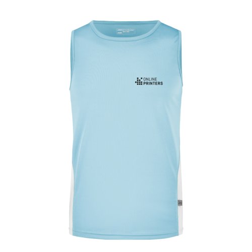 Hellblaues und weies Polyester-Tanktop fr Herren.