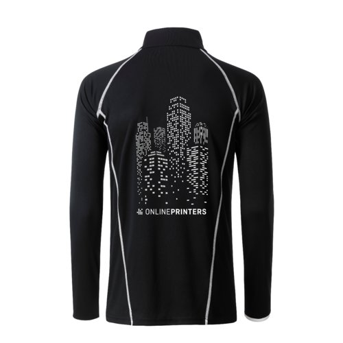 Schwarz-weies Langarmshirt aus Polyester fr Herren.