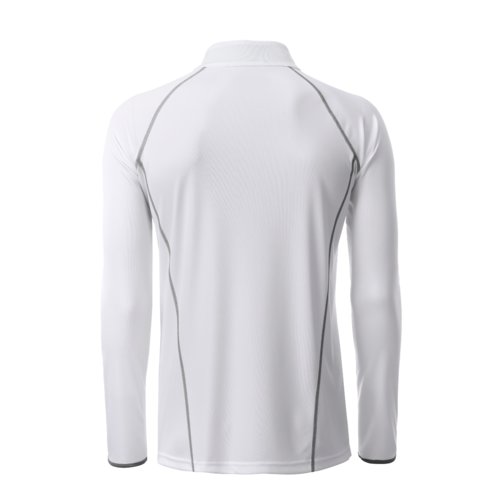 Weies Polyester Langarmshirt mit silbernen Details.