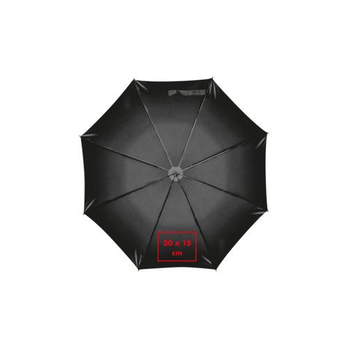 Schwarzer Regenschirm mit Automatikfunktion und geradem Griff.
