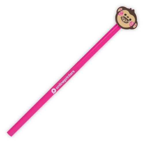 Pinker Holz-Bleistift mit Radiergummi-Aufsatz.