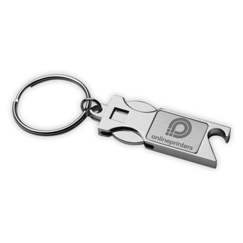 Metall-Schlsselanhnger mit Flaschenffner und Schlsselring.