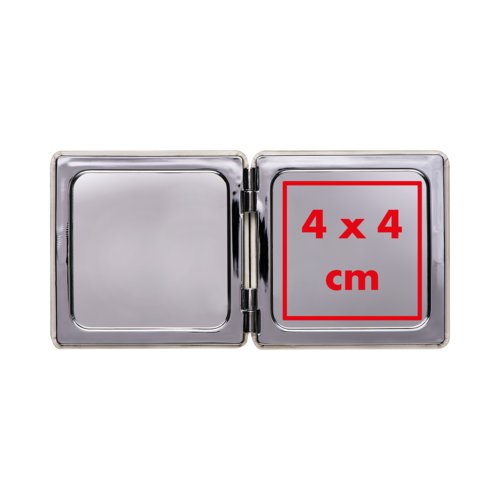 Quadratischer Metall-Vergrerungsspiegel zum Aufklappen.