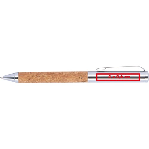 Kork Metall-Kugelschreiber mit Clip und Druckmechanismus.