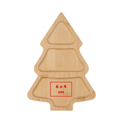 Helles Holz Snackschlchen in Tannenbaumform mit mehreren Fchern.