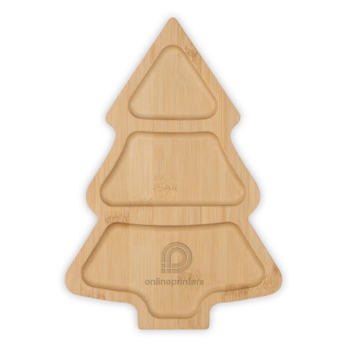 Helles Holz Snackschlchen in Tannenbaumform mit drei Fchern.