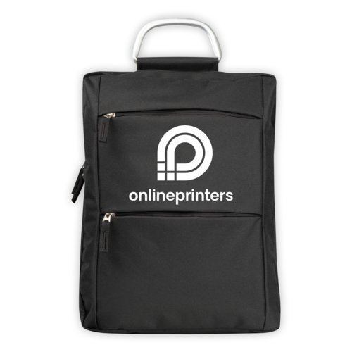 Schwarzer Laptop-Rucksack aus Stoff mit Reiverschlssen.