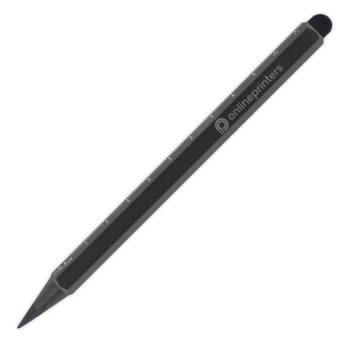 Schwarzer Graphit-Stift mit Radiergummi und Touchpen-Funktion.