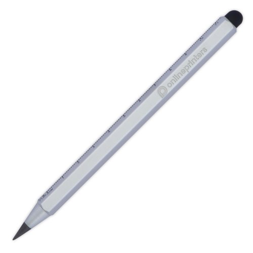 Grauer Stift zum Schreiben ohne Tinte mit Touchpen-Funktion.